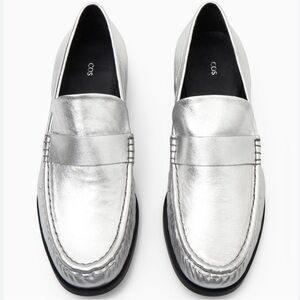 COS silver leather loafers